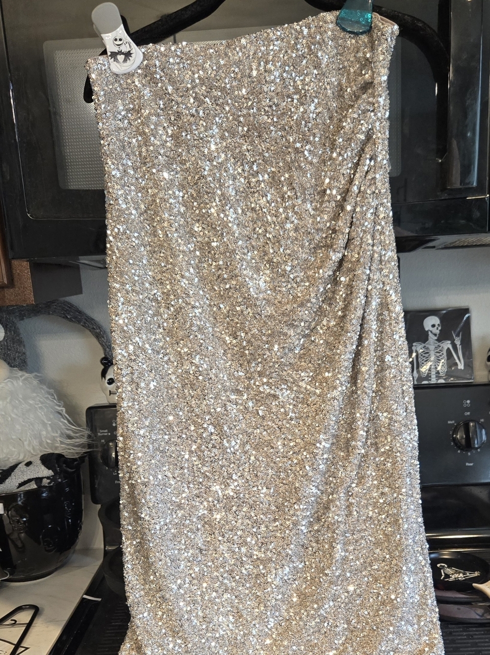 NWT. Express Long Sparkling Silver Sequin Skirt. Size M